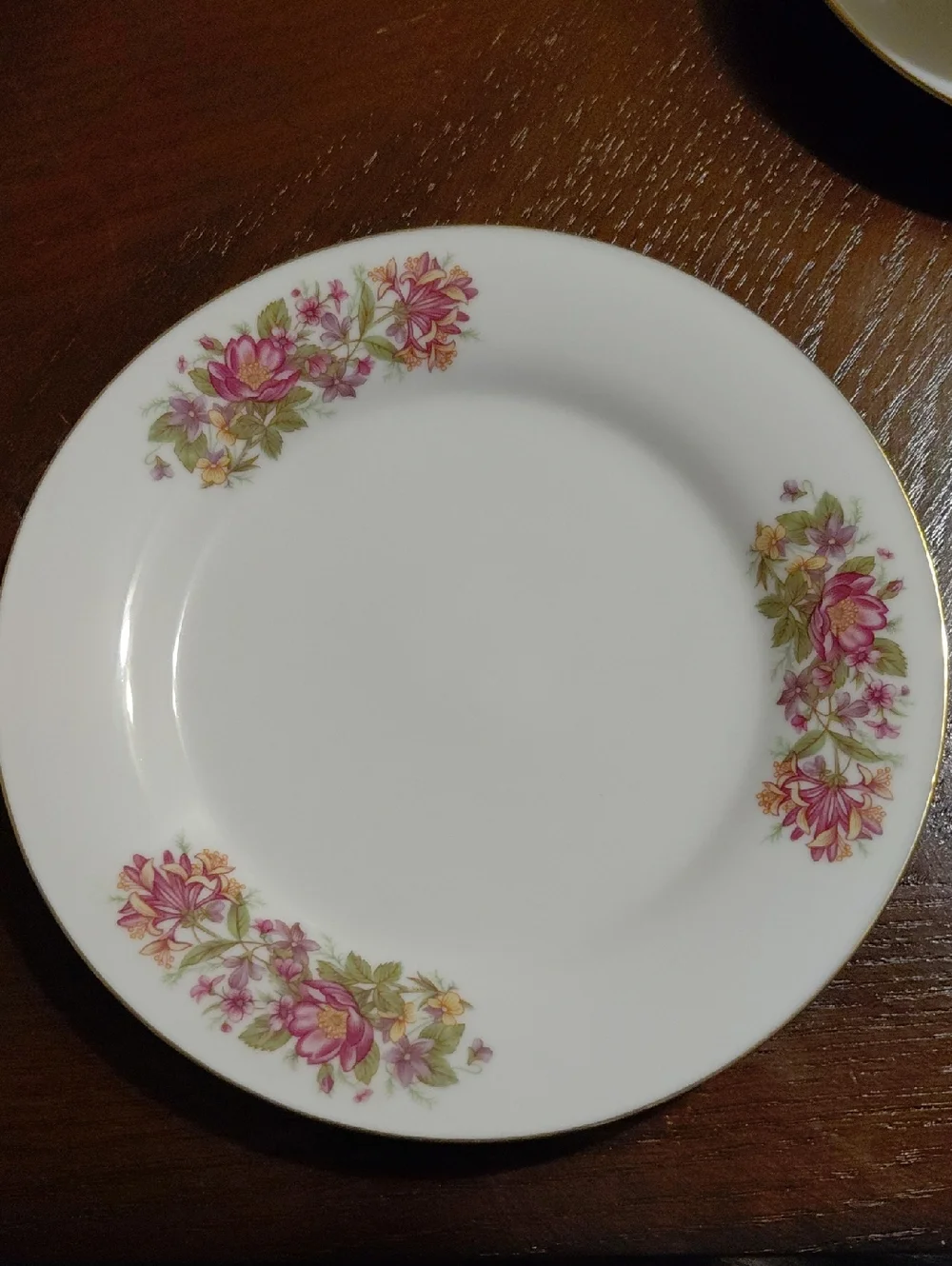 Vintage Porcelain Classic Floral Dinnerware Set - White with Pink Floral Accents